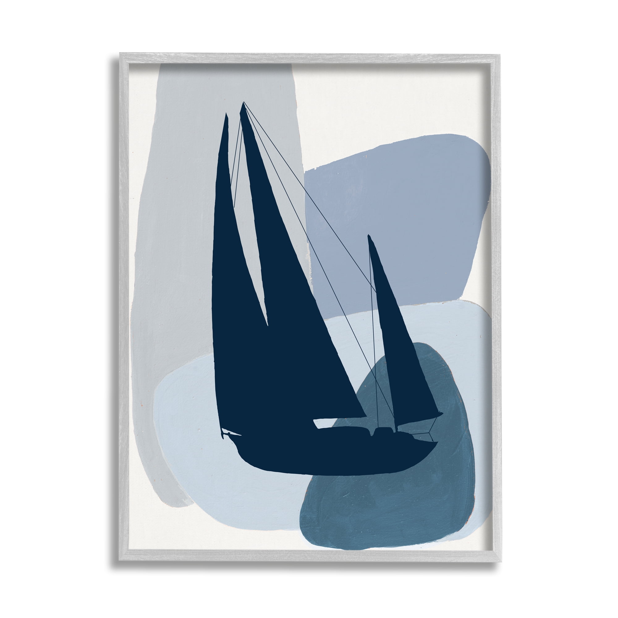 Stupell Industries Abstract Blue Sailboat Yacht Silhouette Mod Shapes, 11 x 14,Design by Patricia Pinto