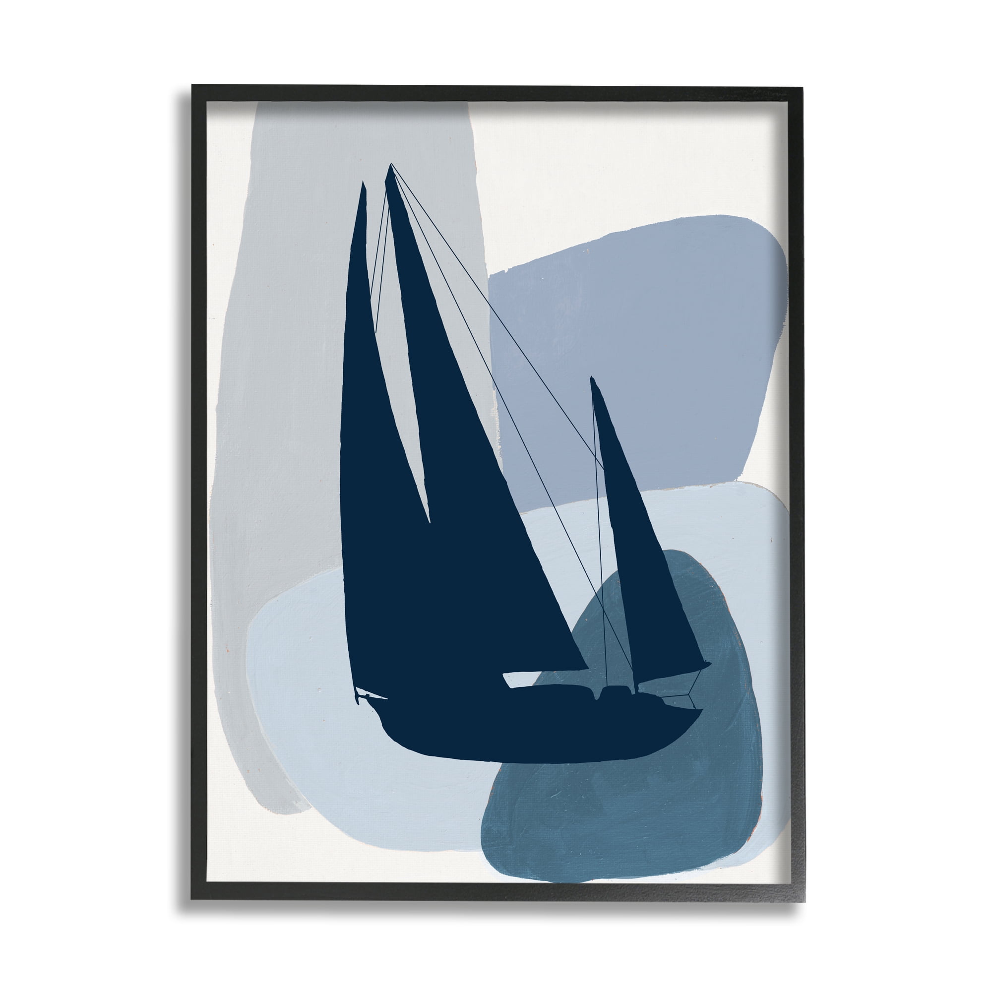 Stupell Industries Abstract Blue Sailboat Yacht Silhouette Mod Shapes, 16 x 20,Design by Patricia Pinto