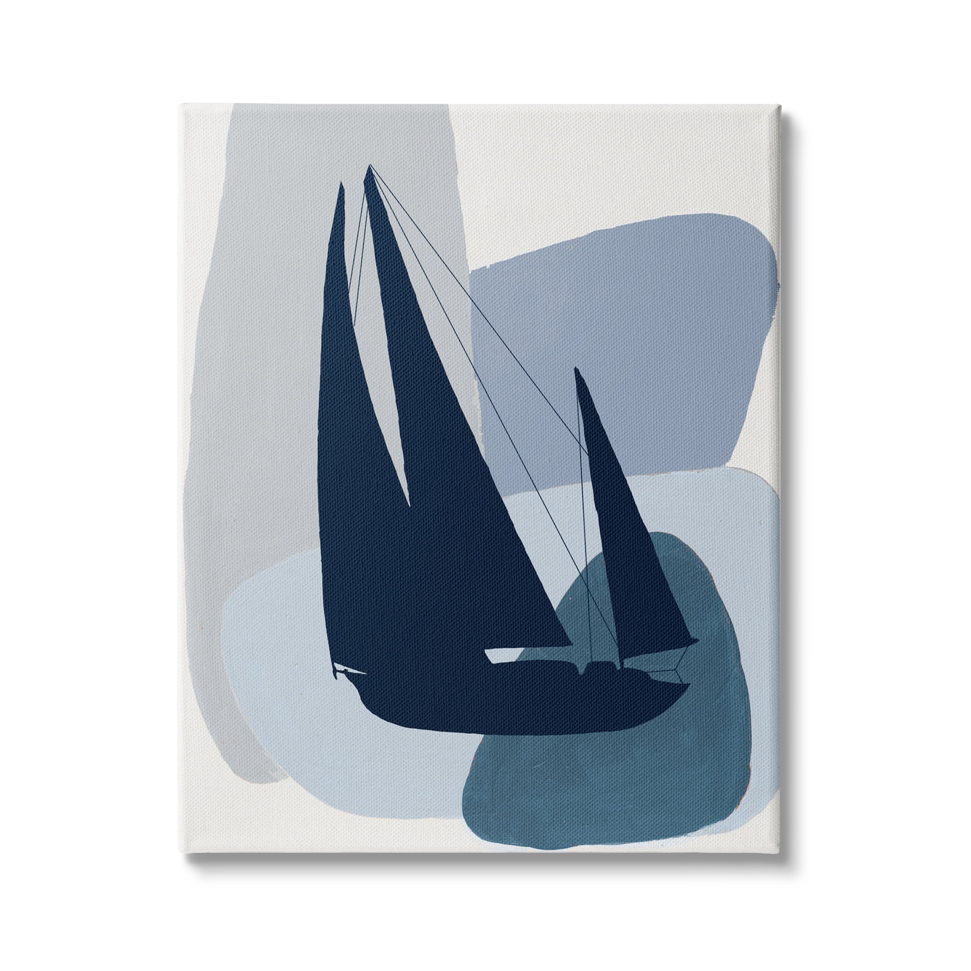 Stupell Industries Abstract Blue Sailboat Yacht Silhouette Mod Shapes, 36 x 48,Design by Patricia Pinto