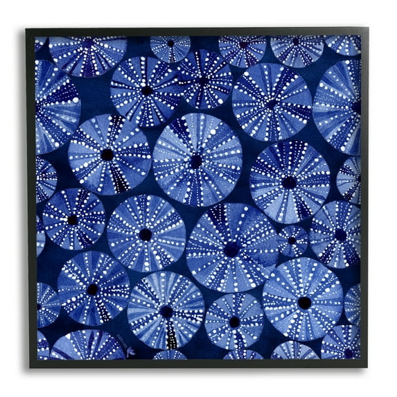 Stupell Industries Abstract Blue Sea Urchin Pattern Abstract Painting Black Framed Art Print Wall Art