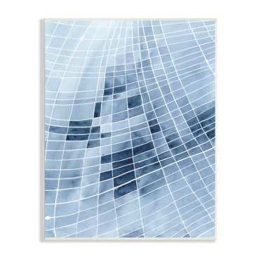 Stupell Industries Abstract Blue Squares Shapes Modern White Outlines Painting Unframed Art Print Wall Art, Design by Regina Moore