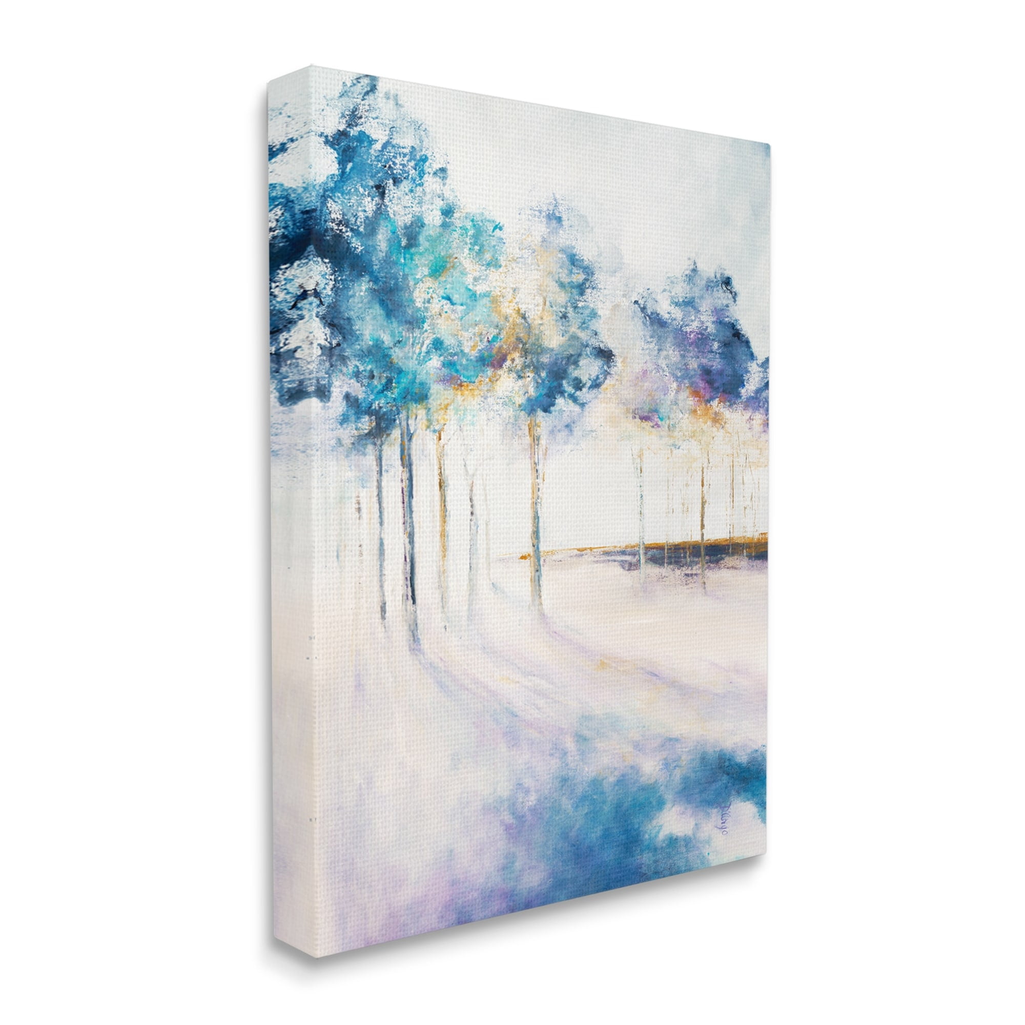 Stupell Industries Abstract Blue Tree Shadows in Forest Landscape Nature Painting Gallery Wrapped Canvas Print Wall Art, 30 x 40