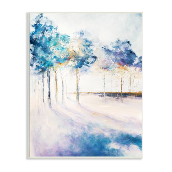 Stupell Industries Abstract Blue Tree Shadows in Forest Landscape Nature Painting Unframed Art Print Wall Art, 13 x 19