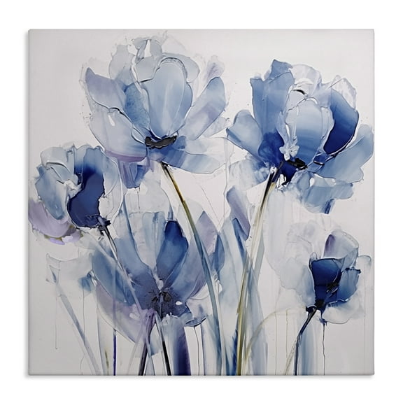 Stupell Industries Abstract Blue Tulips Botanical & Floral Painting Gallery Wrapped Canvas Art Print Wall Art, 17 x 17