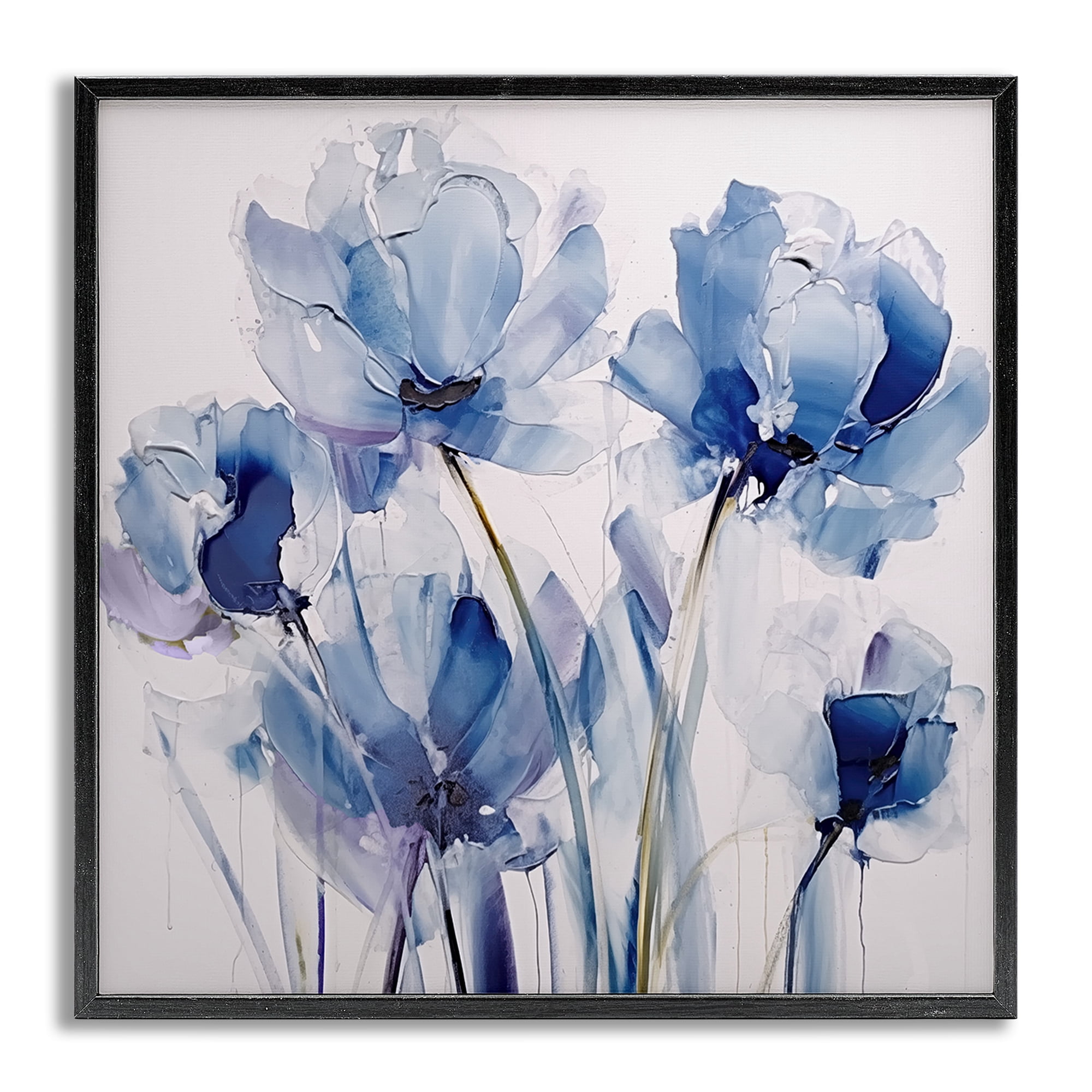Stupell Industries Abstract Blue Tulips Botanical & Floral Painting Gray Framed Art Print Wall Art, 17 x 17