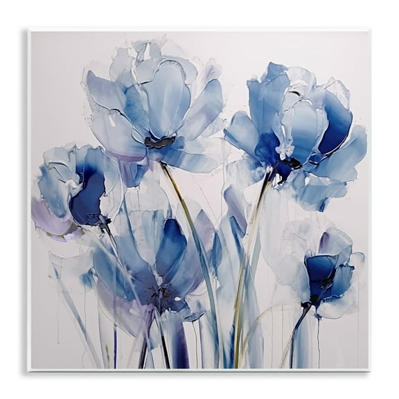Stupell Industries Abstract Blue Tulips Botanical & Floral Painting Unframed Art Print Wall Art, 12 x 12