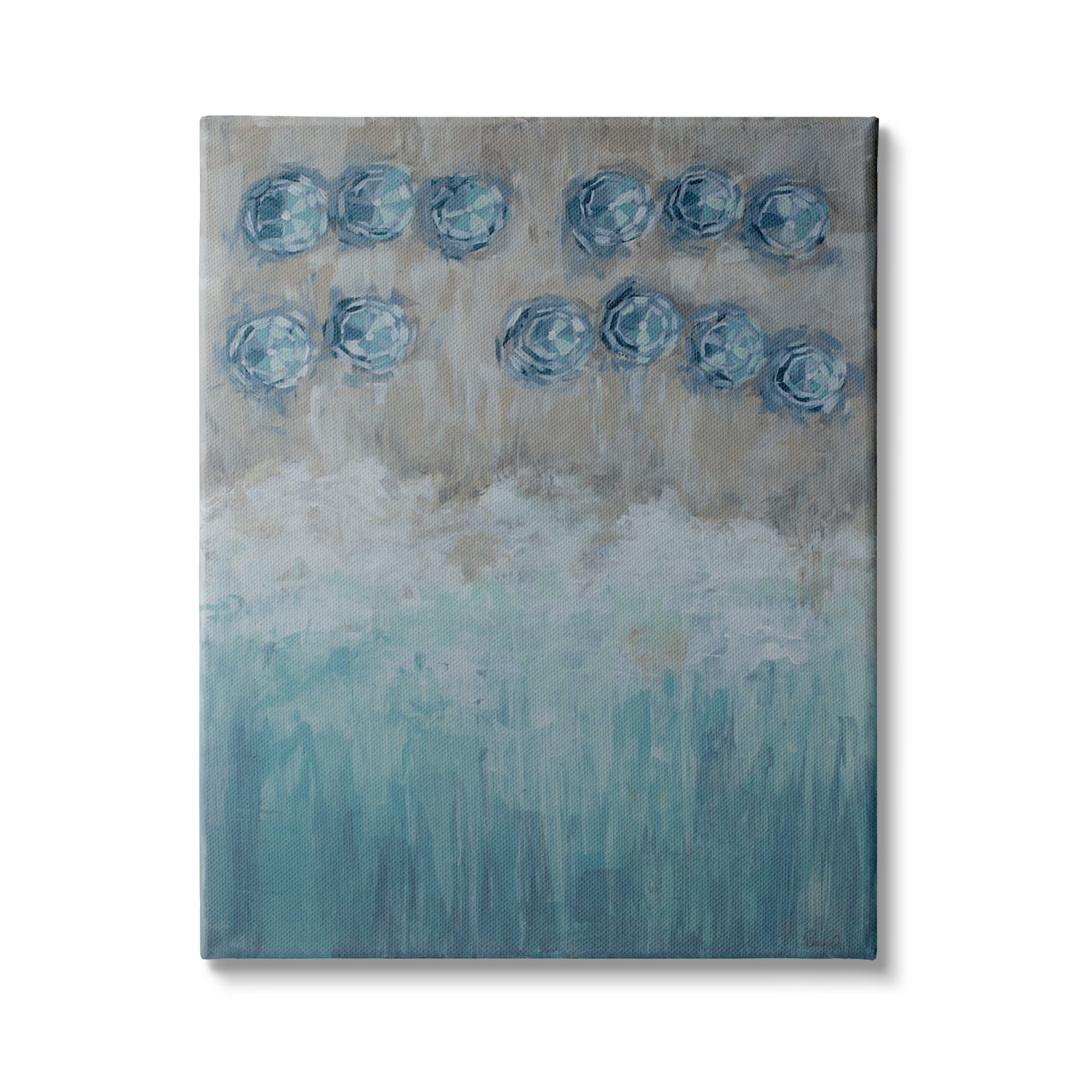 Stupell Industries Abstract Blue Umbrella Ocean Coast Rustic Beach Painting, 36 x 48,Design by Reesa Qualia