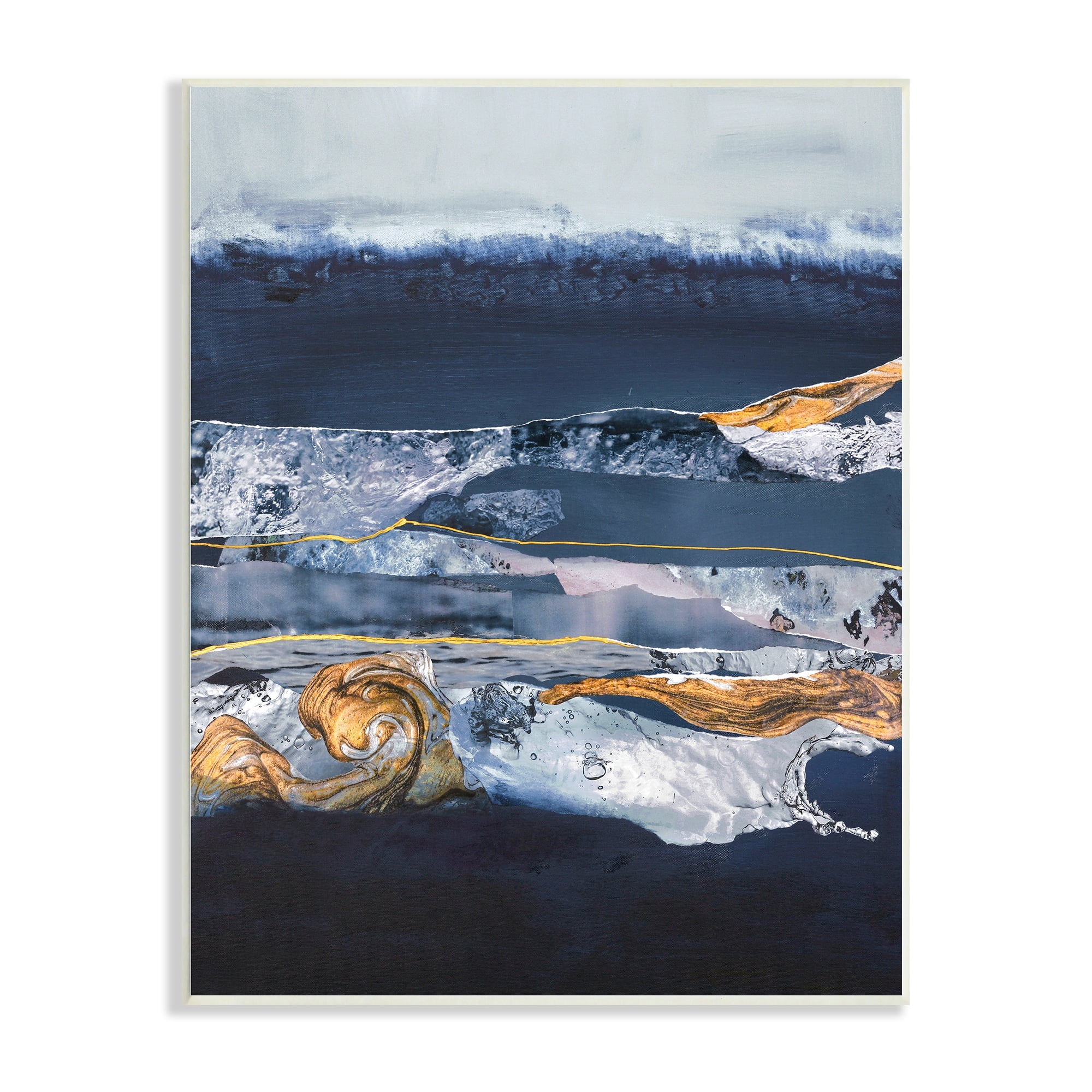 Stupell Industries Abstract Blue Water Landscape Stacked Agate Pattern, 13 x 19, Design by Design Fabrikken