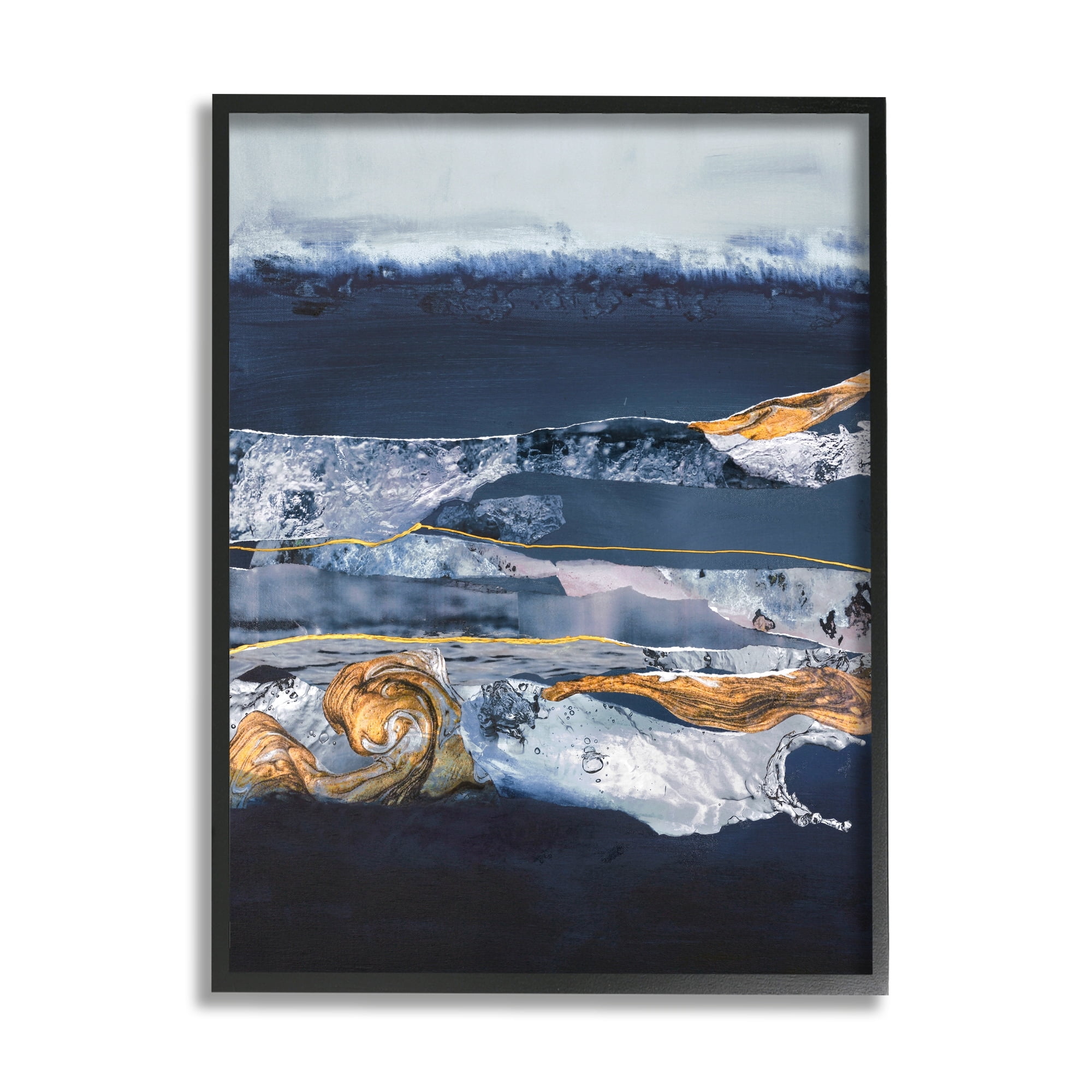 Stupell Industries Abstract Blue Water Landscape Stacked Agate Pattern, 24 x 30, Design by Design Fabrikken