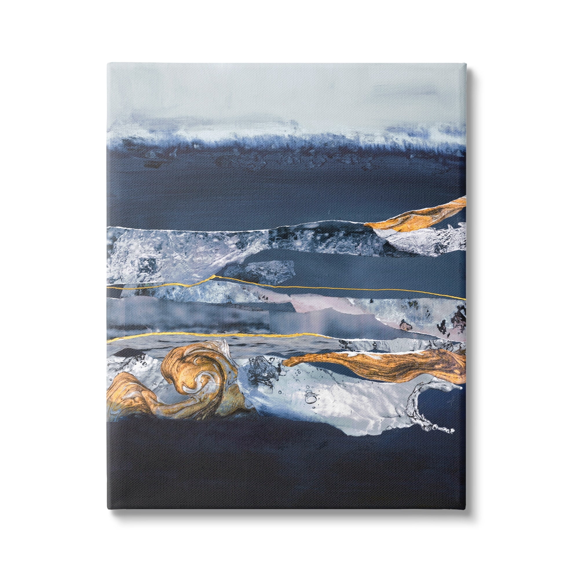 Stupell Industries Abstract Blue Water Landscape Stacked Agate Pattern Modern Painting Gallery-Wrapped Canvas Print Wall Art, 24 x 30, Design by Design Fabrikken