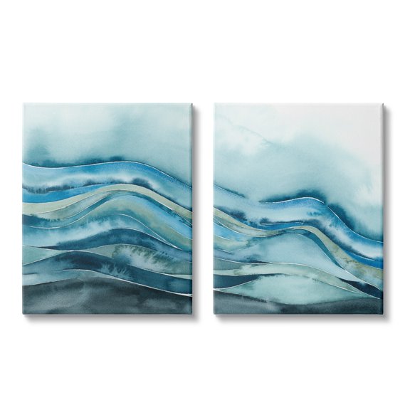 Stupell Industries Abstract Blue Wave Seascape Tranquil Ocean Pattern, 24 x 30, Design by Grace Popp