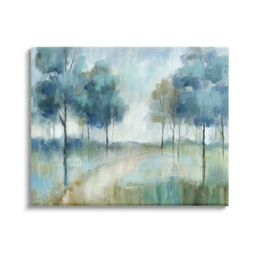 Stupell Industries Abstract Blue Woodland Path Trees Landscape Painting Gallery Wrapped Canvas Print Wall Art