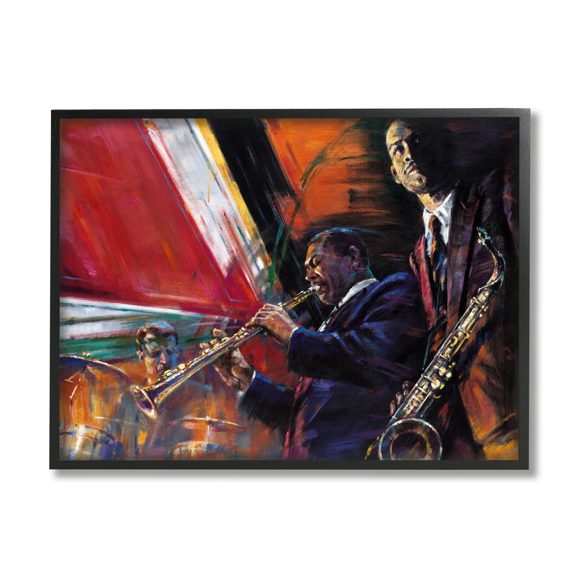 Stupell Industries Abstract Blues Jazz Musicians Traditional Instruments Black Framed by Jin G. Kam