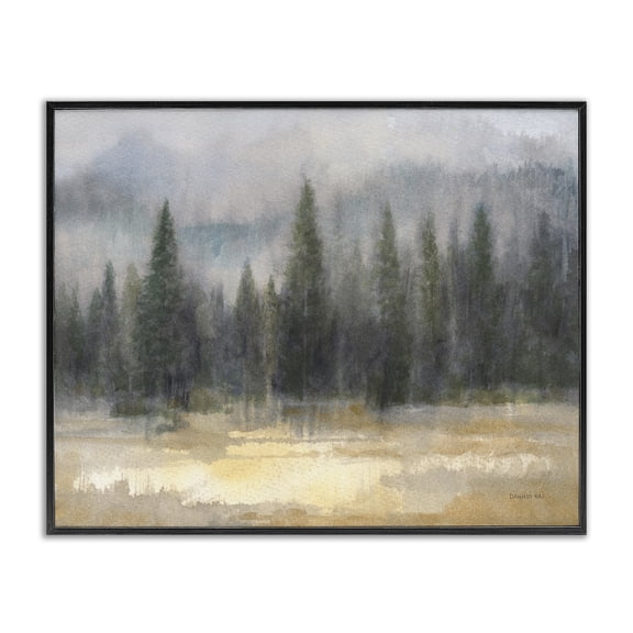 Abstract Blurred Pine Tree Forest Landscape Black Framed Giclee Art, 20 x 16, Made In USA