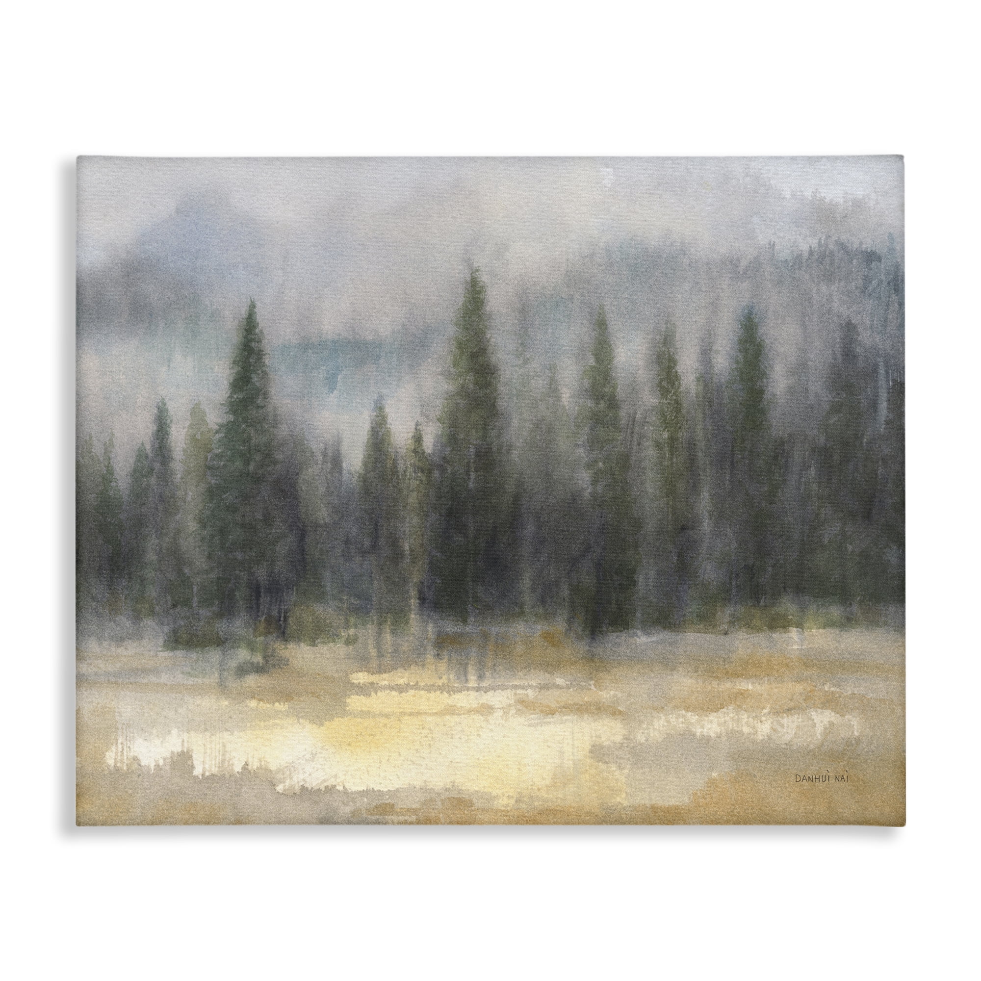 Abstract Blurred Pine Tree Forest Landscape Canvas Art, 48 x 36