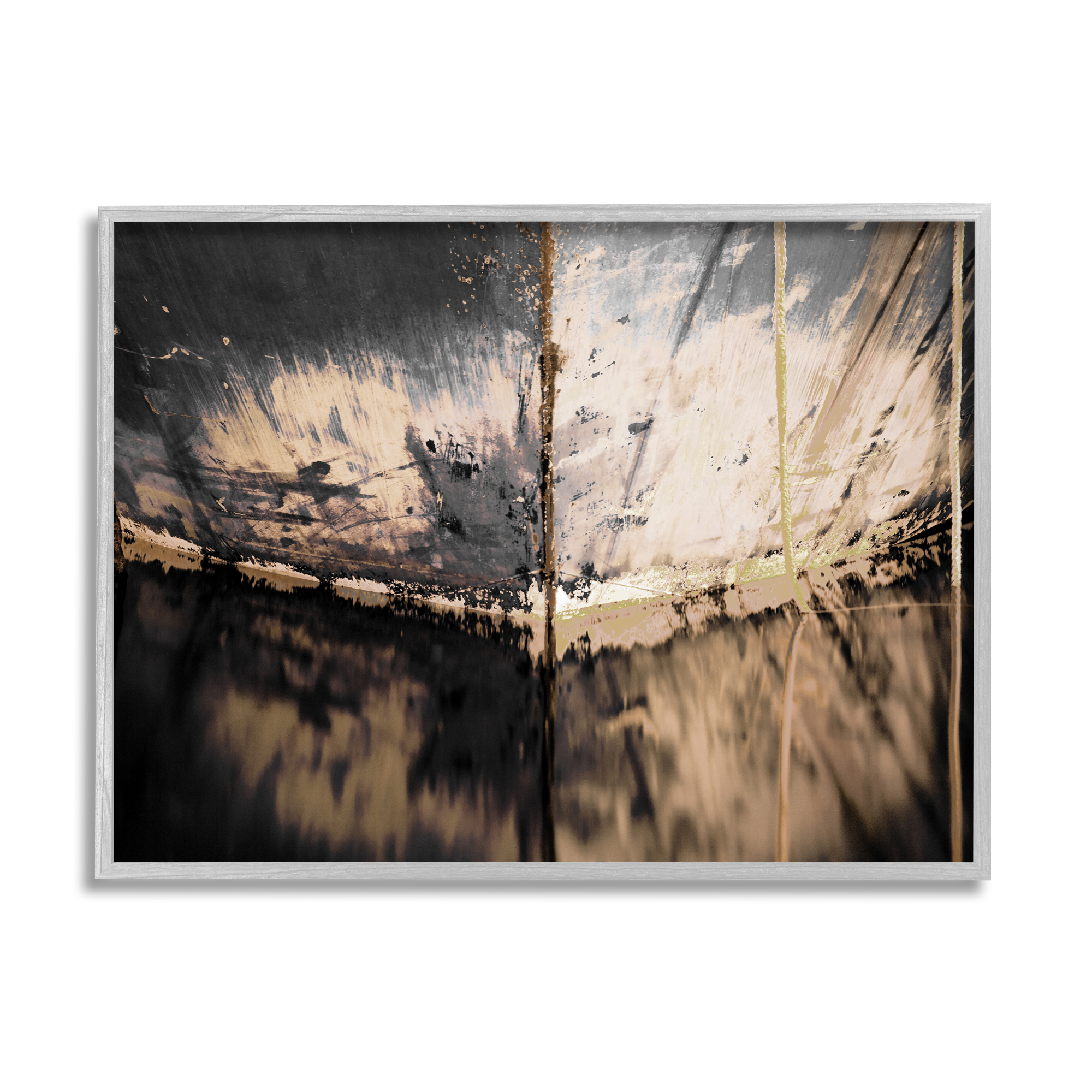 Stupell Industries Abstract Boat Underside Reflection Distressed Murky Lake Coastal Painting Gray Framed Art Print Wall Art, 11 x 14, Design by Melissa McClain