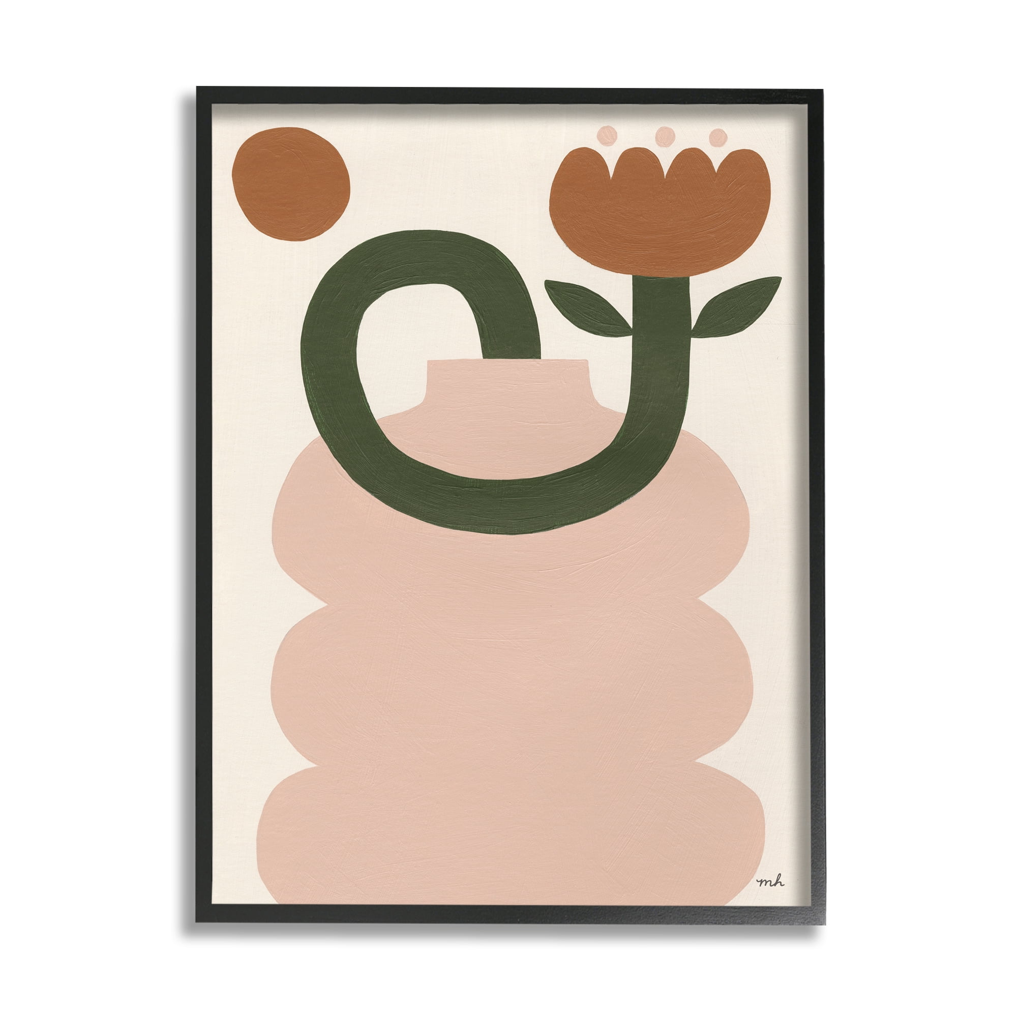 Stupell Industries Abstract Boho Tulip Abstract Painting Black Framed Art Print Wall Art, 24 x 30