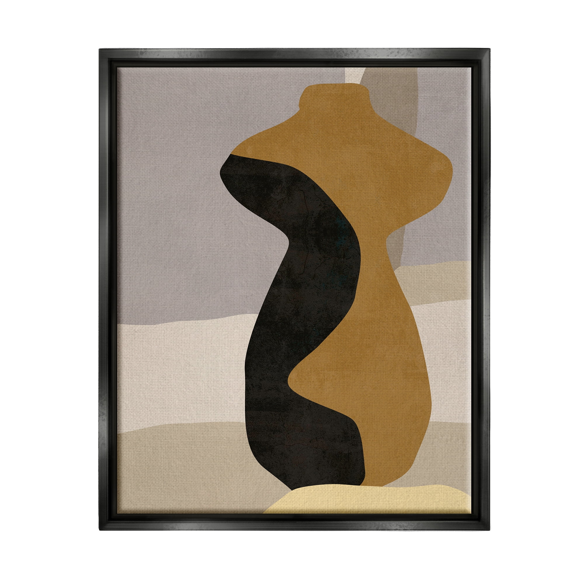 Stupell Industries Abstract Boho Vase Abstract Painting Black Floater Framed Canvas Art Print Wall Art, 17 x 21