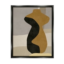 Stupell Industries Abstract Boho Vase Abstract Painting Black Floater Framed Canvas Art Print Wall Art, 17 x 21