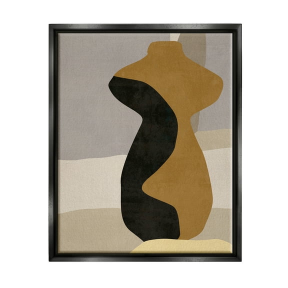 Stupell Industries Abstract Boho Vase Abstract Painting Black Floater Framed Canvas Art Print Wall Art, 17 x 21