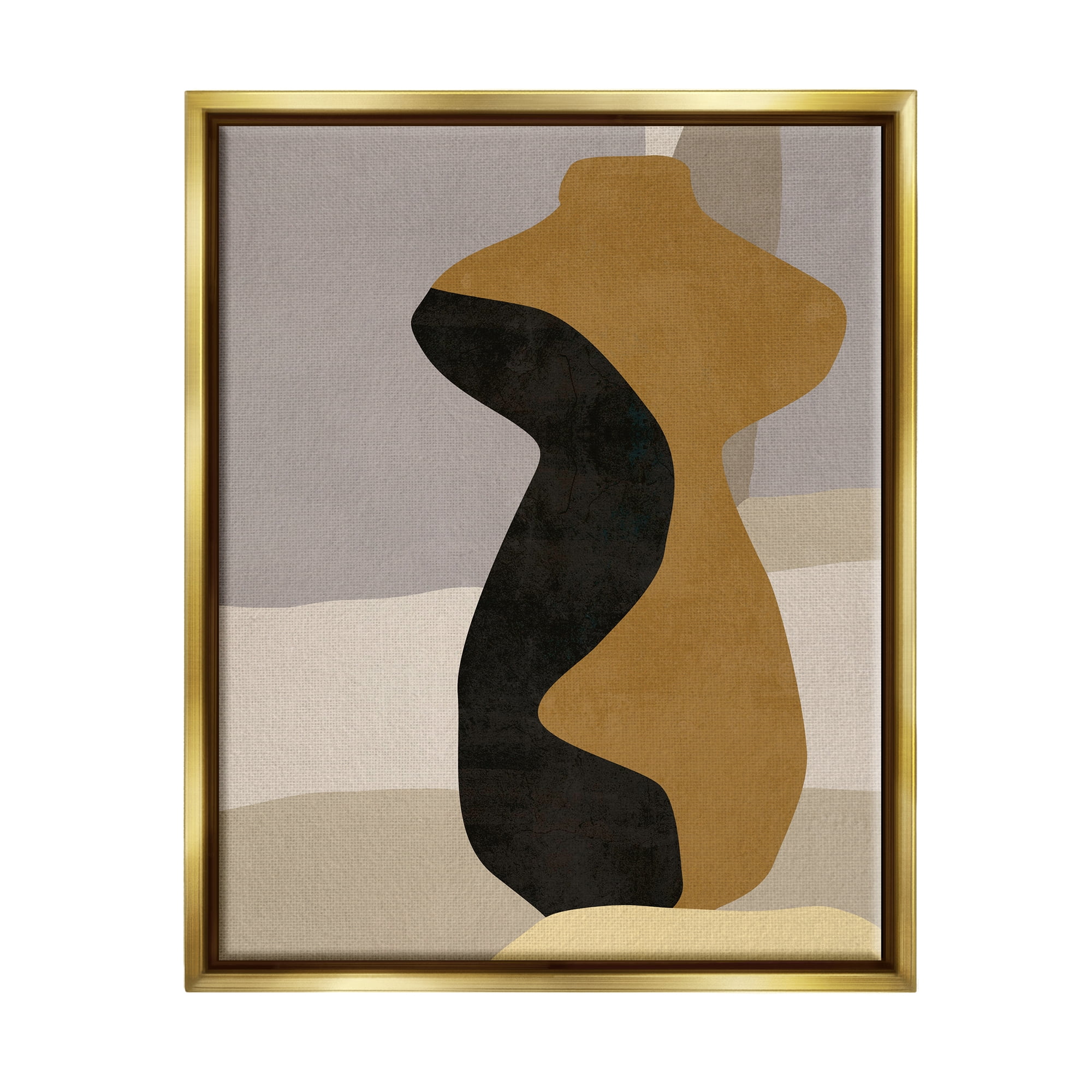 Stupell Industries Abstract Boho Vase Abstract Painting Gold Floater Framed Canvas Art Print Wall Art, 17 x 21