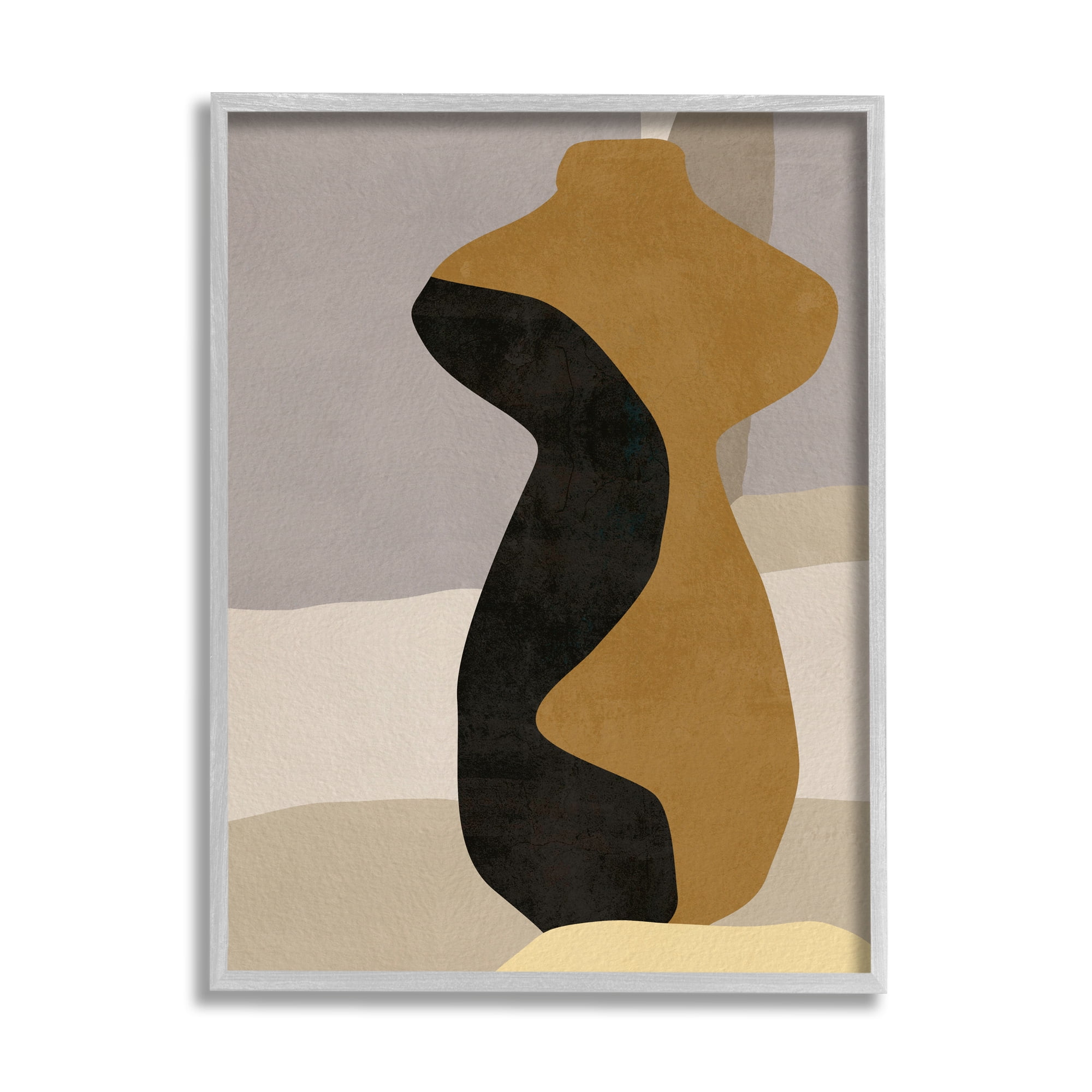 Stupell Industries Abstract Boho Vase Abstract Painting Gray Framed Art Print Wall Art, 16 x 20