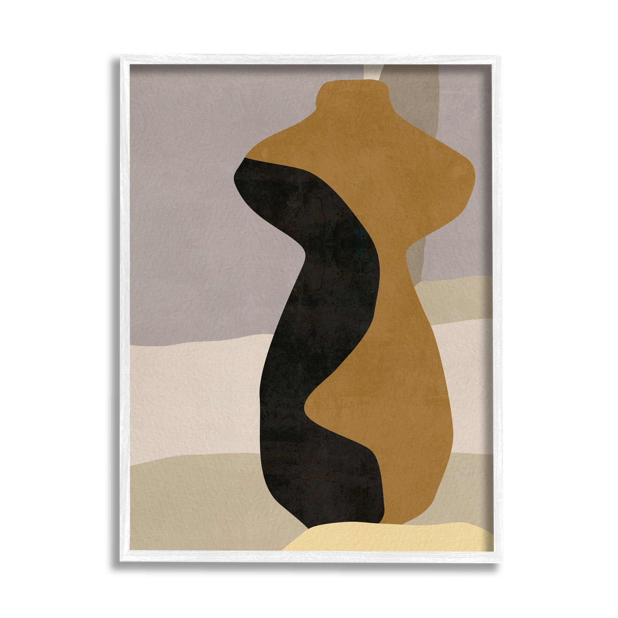 Stupell Industries Abstract Boho Vase Abstract Painting White Framed Art Print Wall Art, 24 x 30