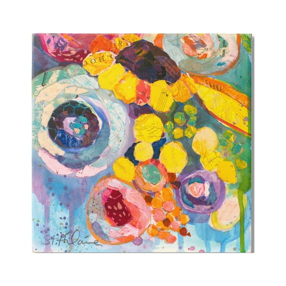 Stupell Industries Abstract Bold Flower Painting Abstract Painting Gallery Wrapped Canvas Art Print Wall Art, 17 x 17