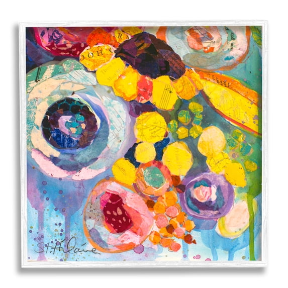 Stupell Industries Abstract Bold Flower Painting Abstract Painting White Framed Art Print Wall Art, 17 x 17