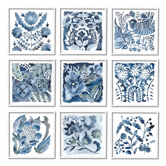 Stupell Industries Abstract Botanical Birds Flowers Pattern Layered Watercolor , 12 x 12, Design by Chariklia Zarris
