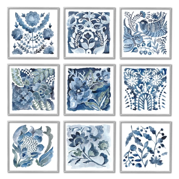 Stupell Industries Abstract Botanical Birds Flowers Pattern Layered Watercolor , 12 x 12, Design by Chariklia Zarris