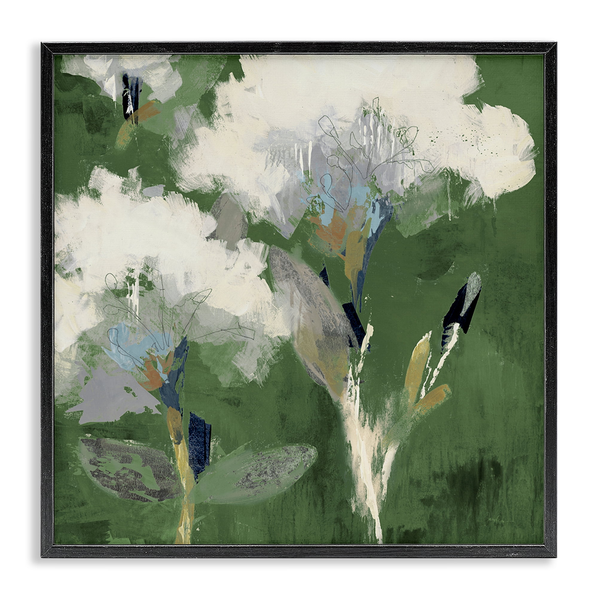 Stupell Industries Abstract Botanical Buds Plants & Flowers Painting Black Framed Art Print Wall Art, 12 x 12