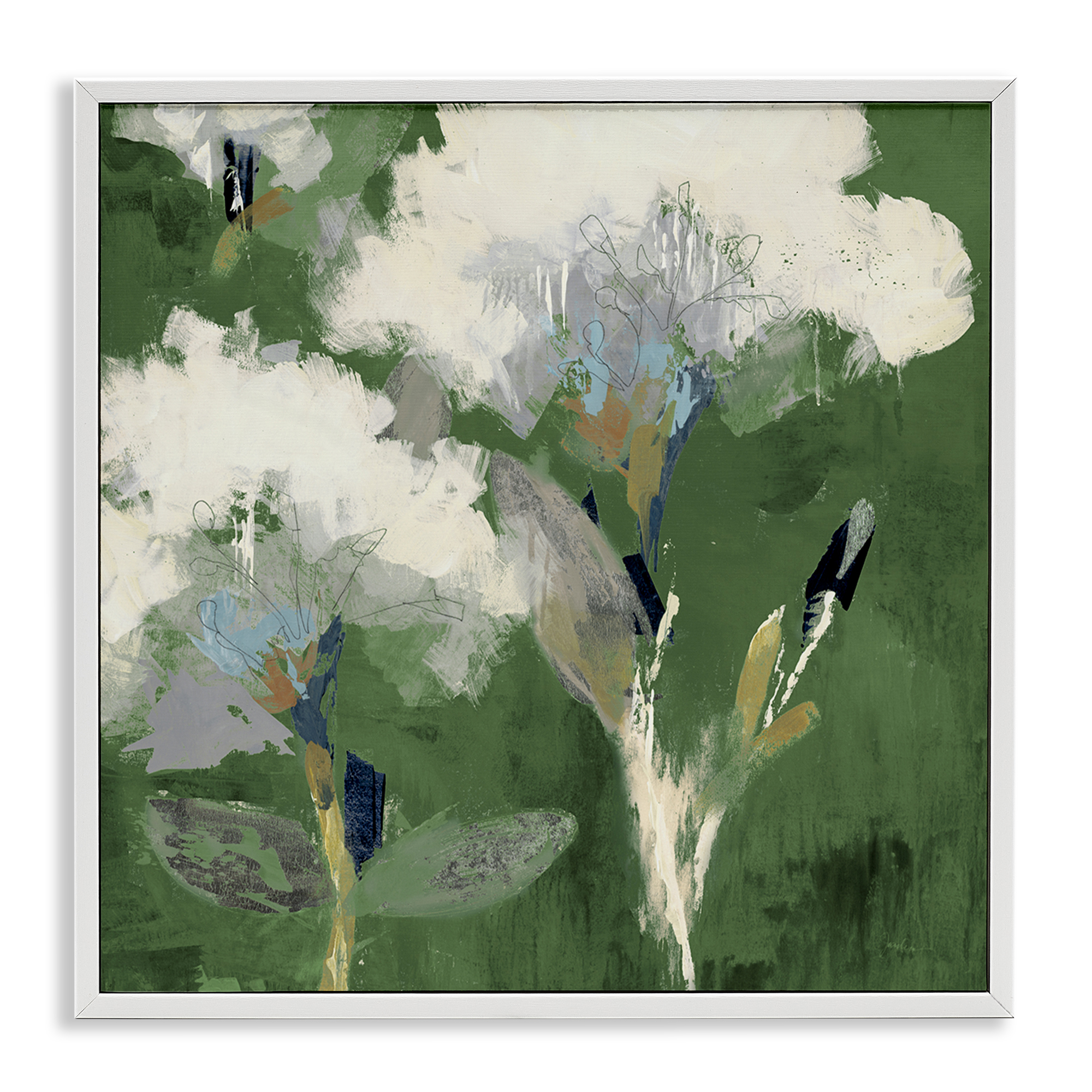 Stupell Industries Abstract Botanical Buds Plants & Flowers Painting White Framed Art Print Wall Art, 24 x 24