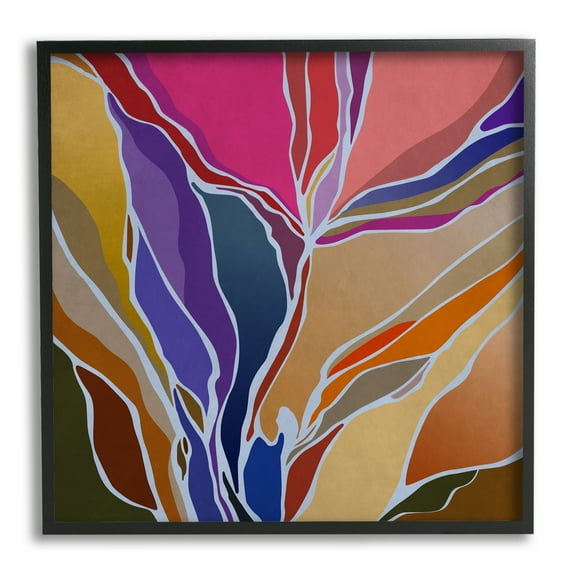 Stupell Industries Abstract Botanical Composition Abstract Painting Black Framed Art Print Wall Art, 12 x 12