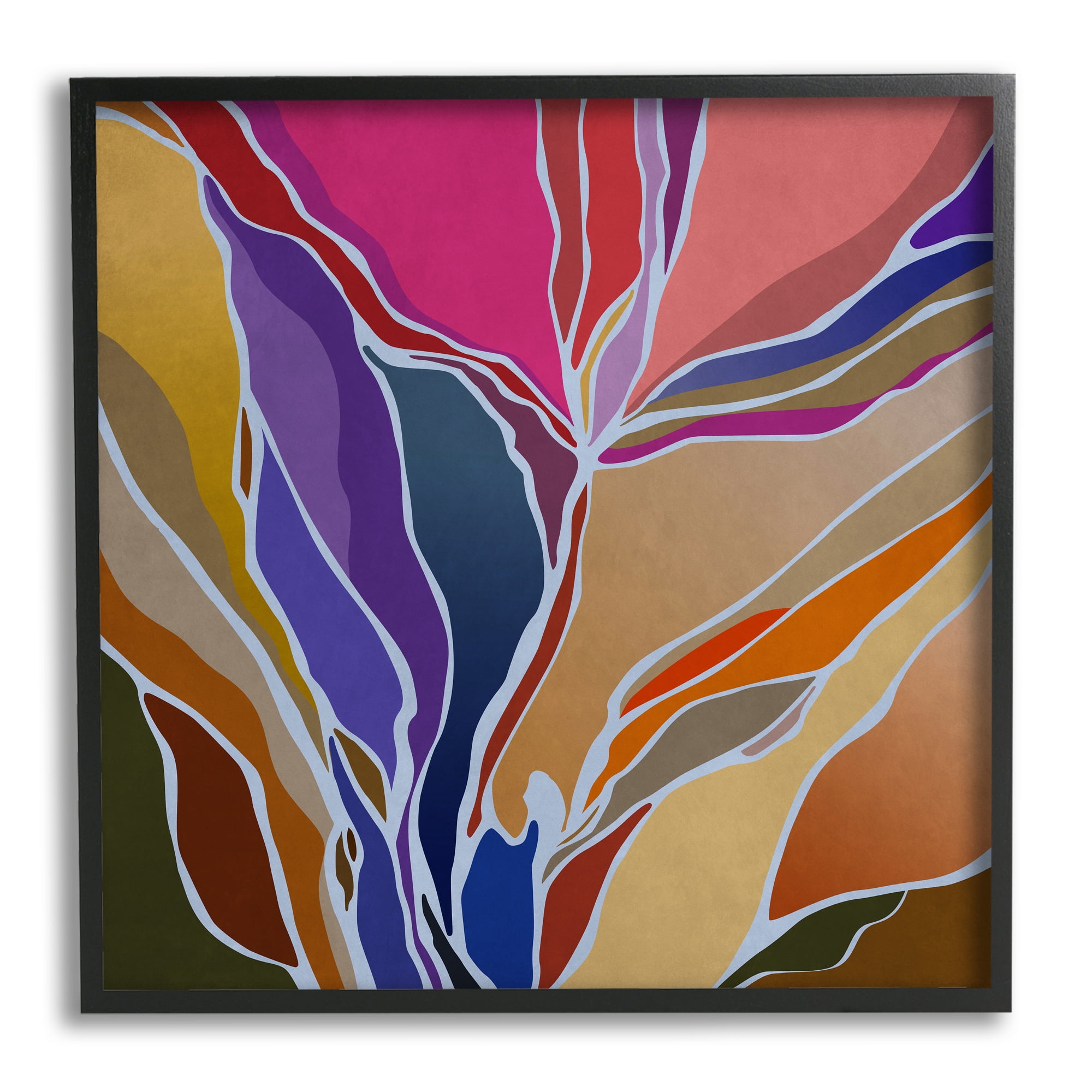 Stupell Industries Abstract Botanical Composition Abstract Painting Black Framed Art Print Wall Art, 17 x 17