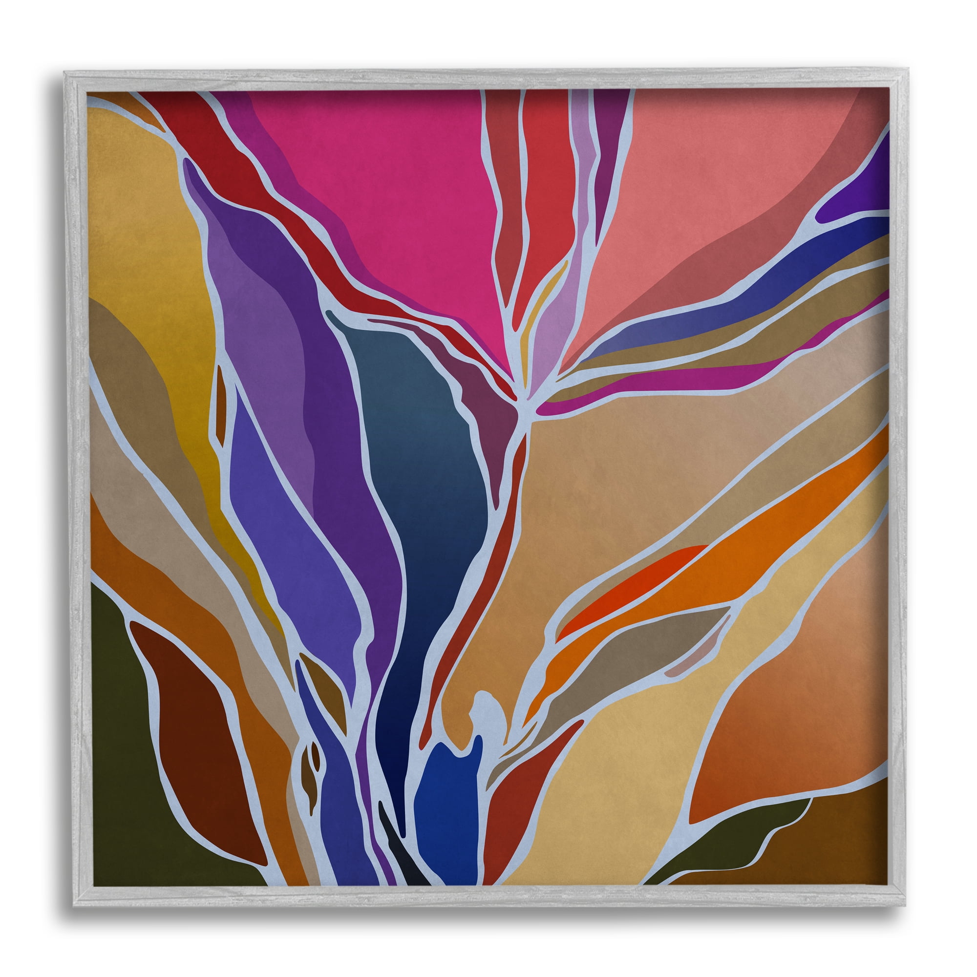 Stupell Industries Abstract Botanical Composition Abstract Painting Gray Framed Art Print Wall Art, 12 x 12
