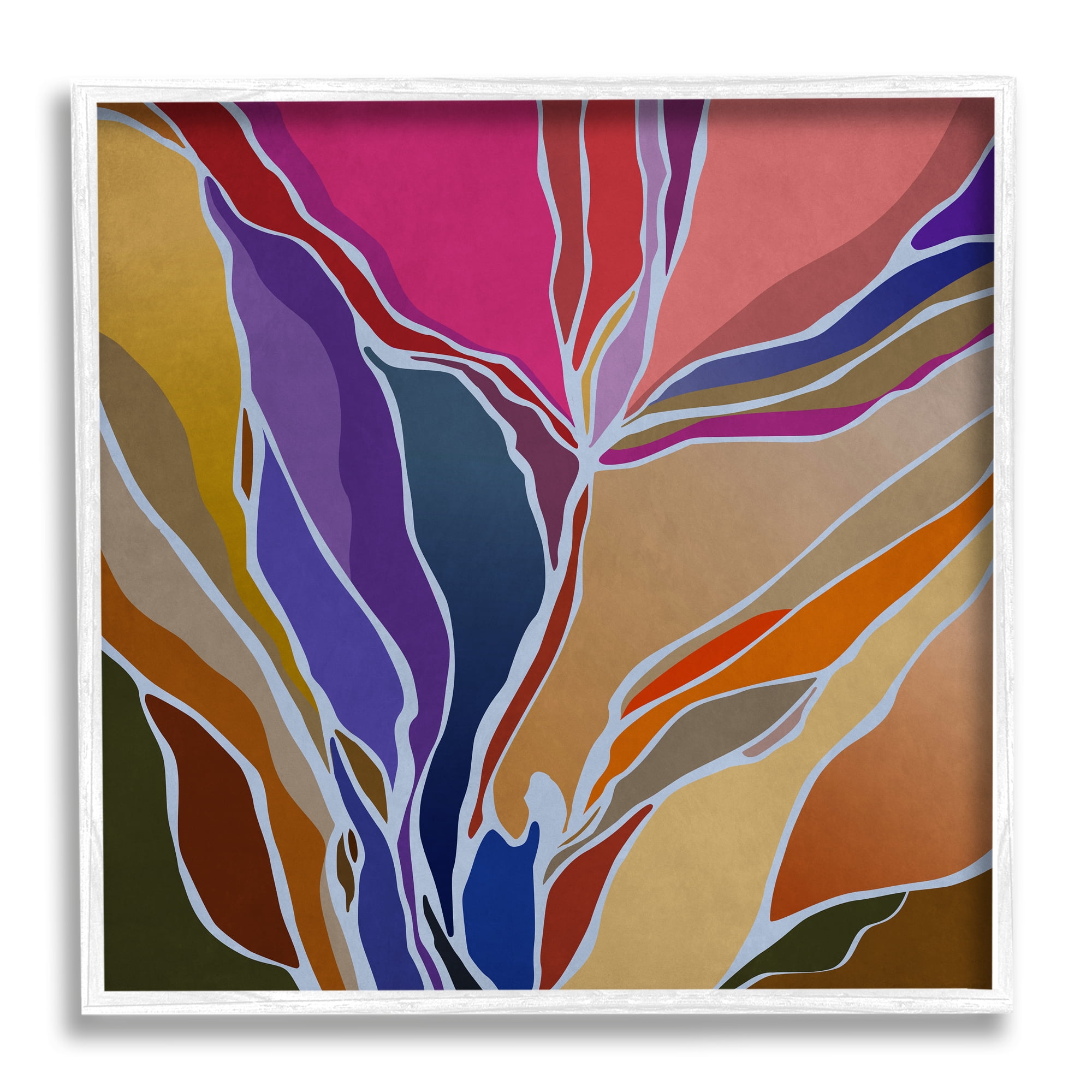 Stupell Industries Abstract Botanical Composition Abstract Painting White Framed Art Print Wall Art, 12 x 12
