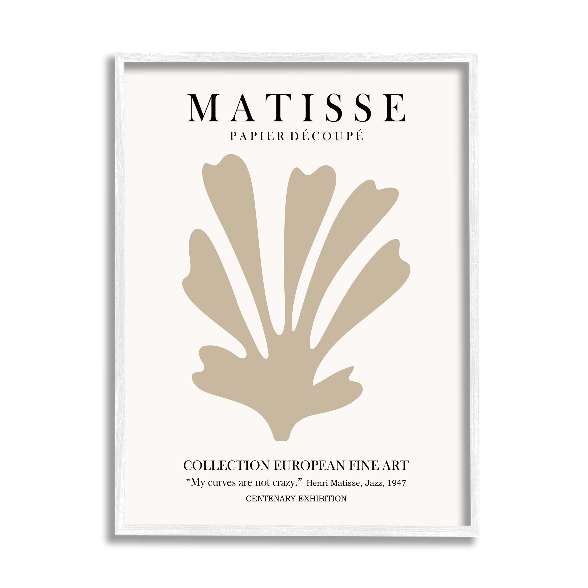 Stupell Industries Abstract Botanical Design Exhibition Flyer Matisse Text Framed Wall Art, 11 x 14, Design by Ros Ruseva