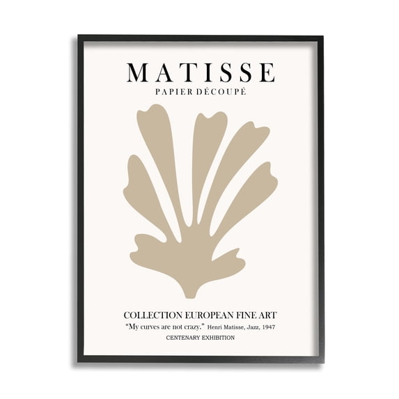 Stupell Industries Abstract Botanical Design Exhibition Flyer Matisse Text Framed Wall Art, 11 x 14, Design by Ros Ruseva