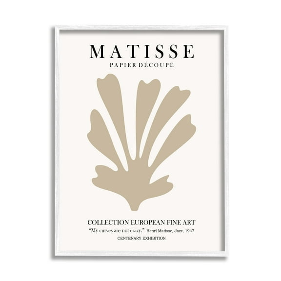 Stupell Industries Abstract Botanical Design Exhibition Flyer Matisse Text Framed Wall Art, 16 x 20, Design by Ros Ruseva