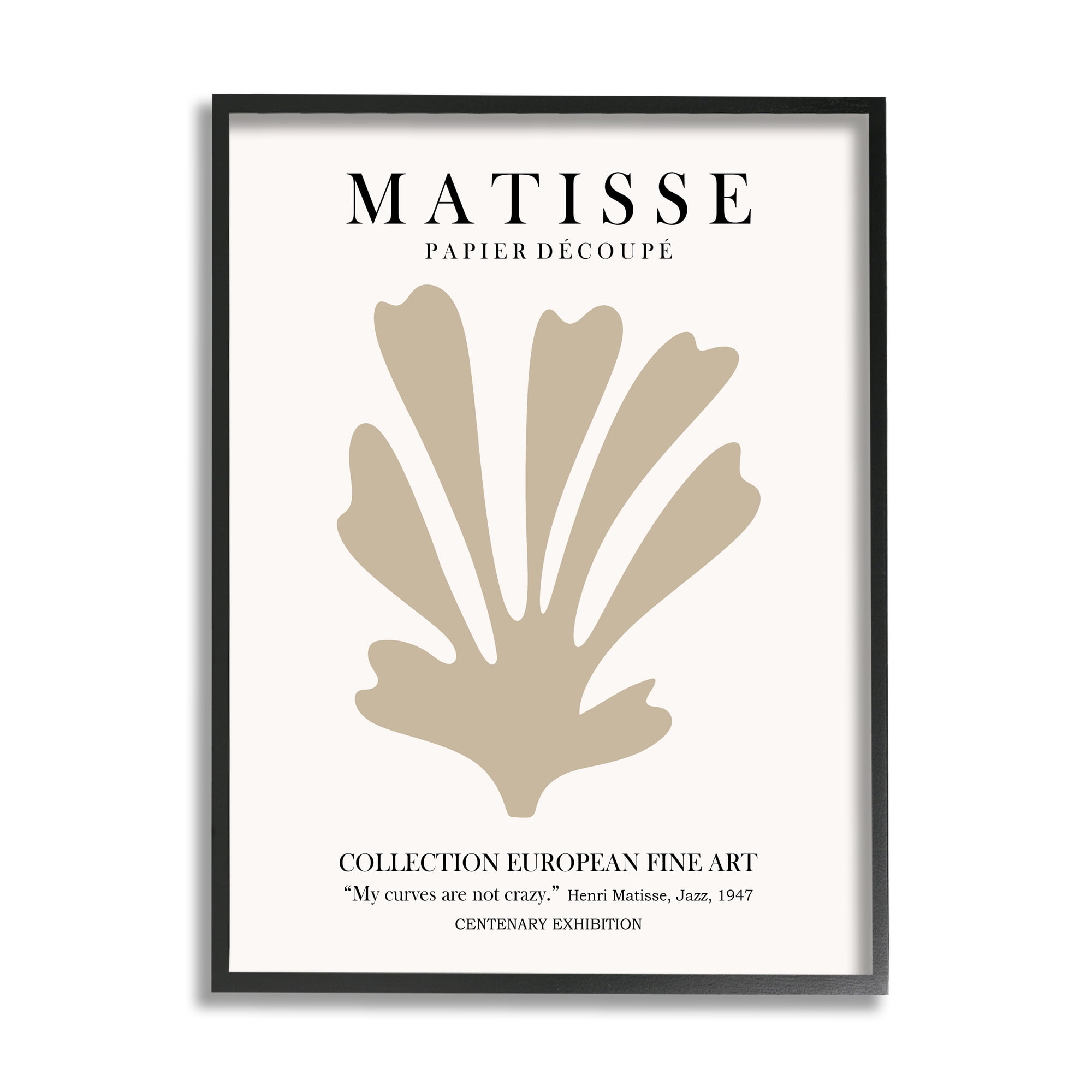 Stupell Industries Abstract Botanical Design Exhibition Flyer Matisse Text Framed Wall Art, 16 x 20, Design by Ros Ruseva
