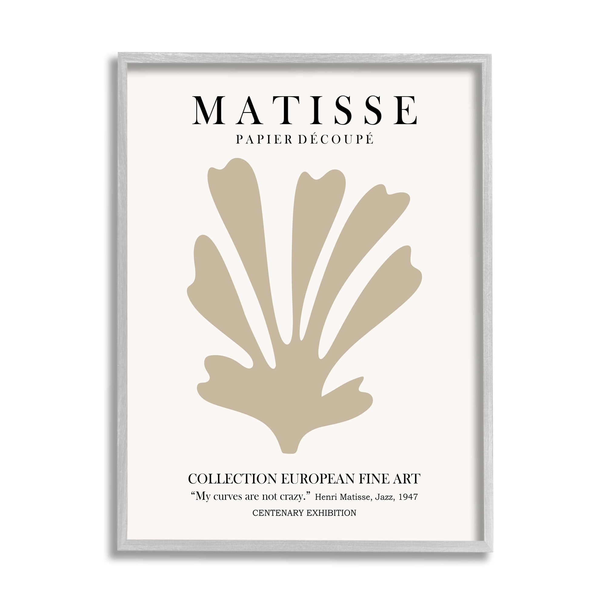 Stupell Industries Abstract Botanical Design Exhibition Flyer Matisse Text Framed Wall Art, 24 x 30, Design by Ros Ruseva