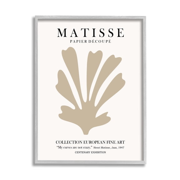 Stupell Industries Abstract Botanical Design Exhibition Flyer Matisse Text Framed Wall Art, 24 x 30, Design by Ros Ruseva