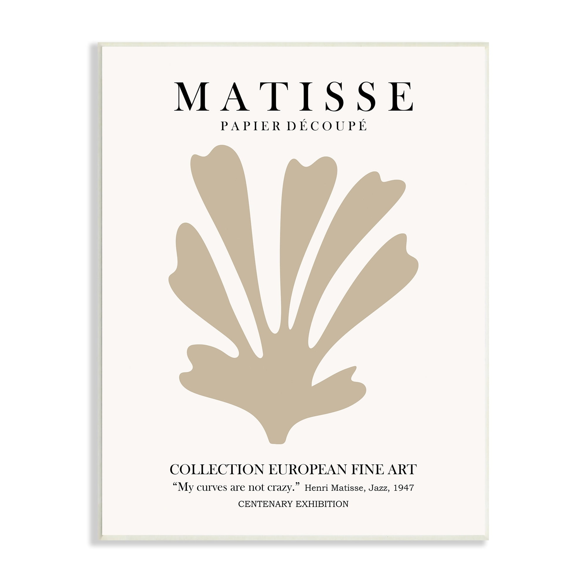 Stupell Industries Abstract Botanical Design Exhibition Flyer Matisse Text Wood Wall Art, 13 x 19, Design by Ros Ruseva