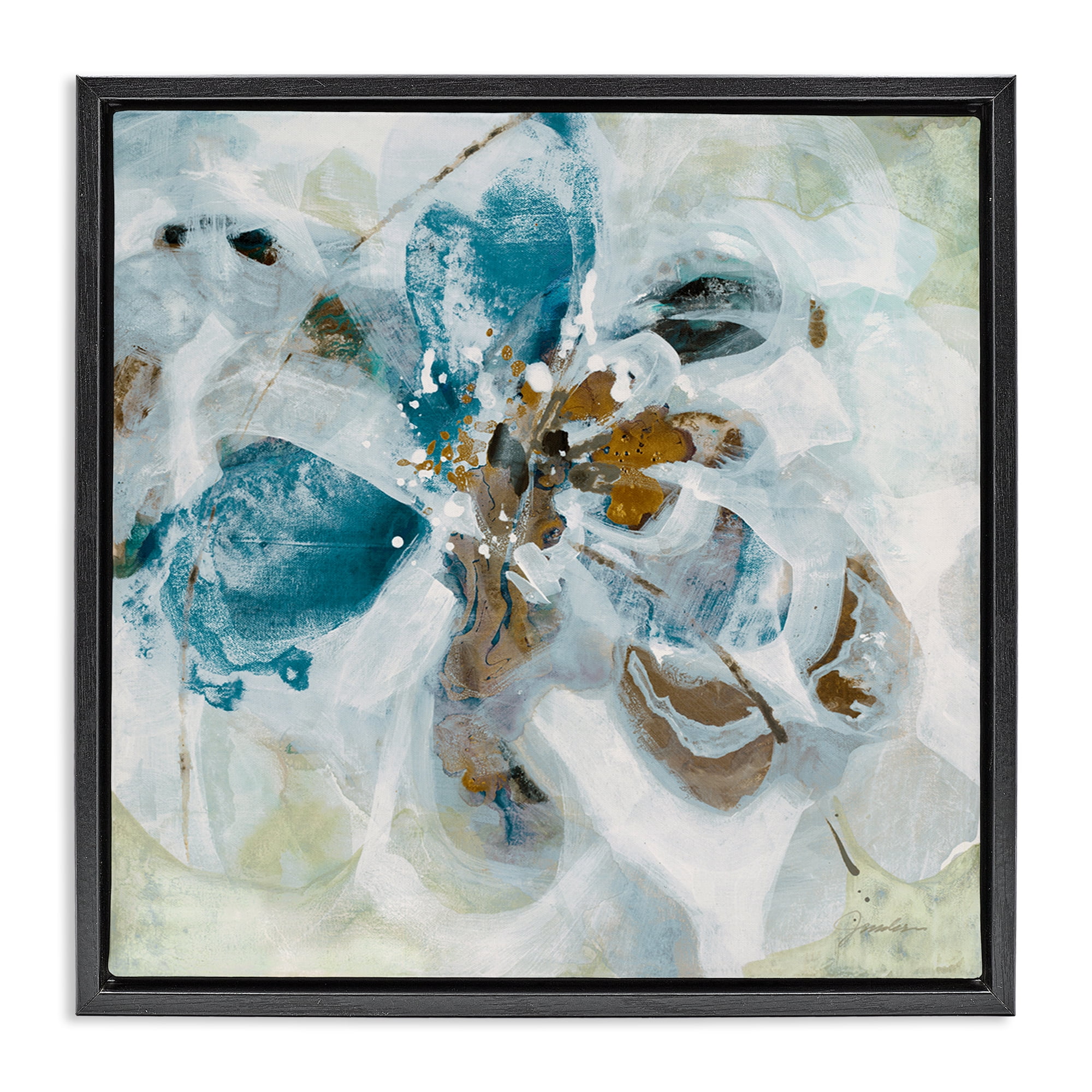 Stupell Industries Abstract Botanical Distortion Abstract Painting Black Floater Framed Canvas Art Print Wall Art, 18 x 18