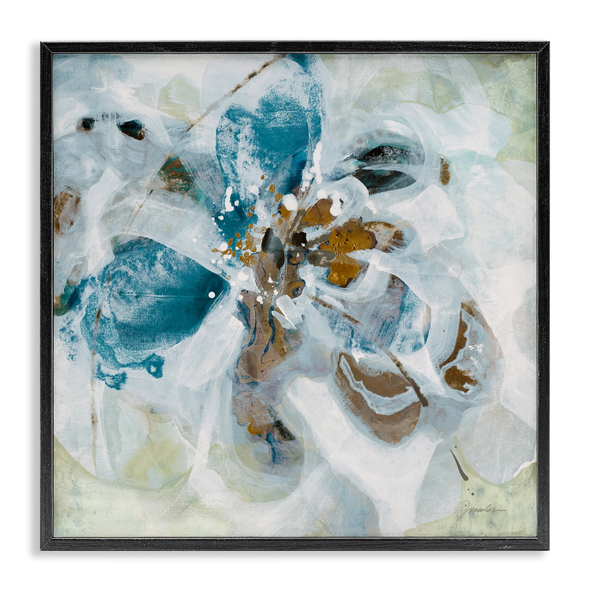 Stupell Industries Abstract Botanical Distortion Abstract Painting Black Framed Art Print Wall Art, 12 x 12