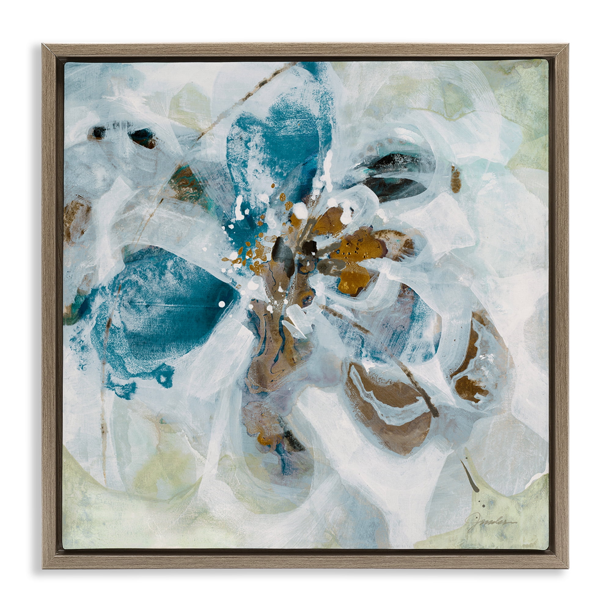 Stupell Industries Abstract Botanical Distortion Abstract Painting Brown Floater Framed Canvas Art Print Wall Art, 18 x 18