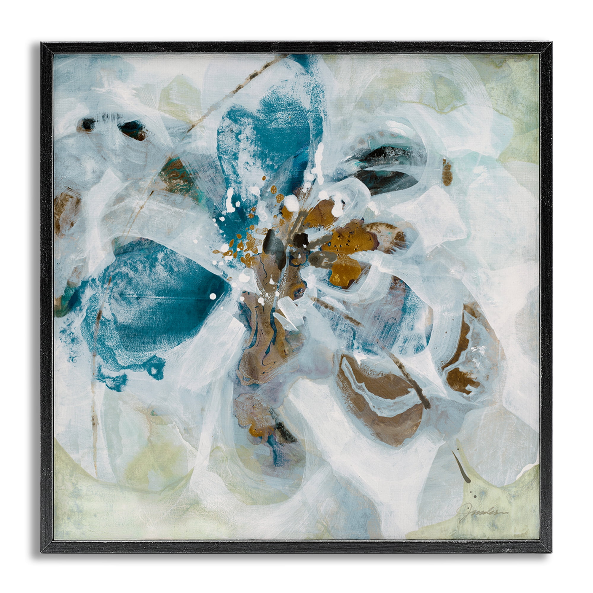 Stupell Industries Abstract Botanical Distortion Abstract Painting Gray Framed Art Print Wall Art, 12 x 12