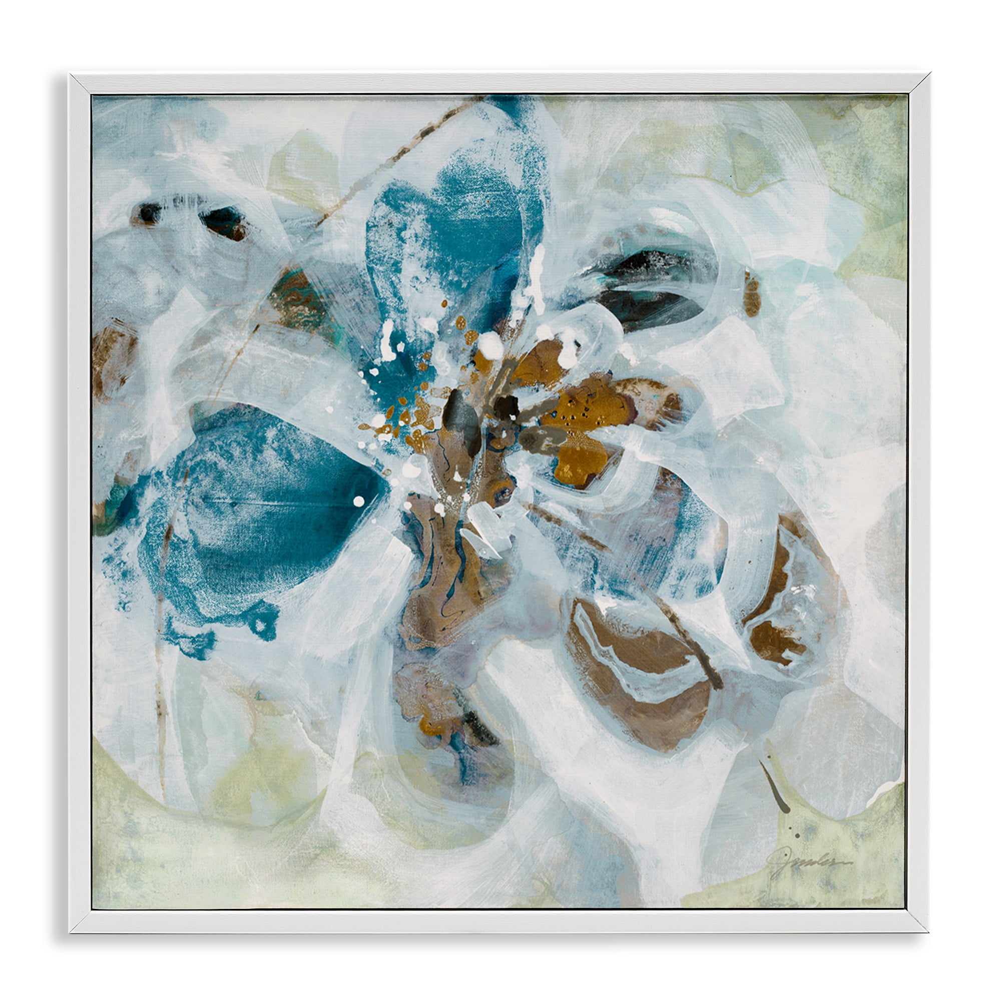Stupell Industries Abstract Botanical Distortion Abstract Painting White Framed Art Print Wall Art, 24 x 24