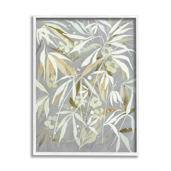 Stupell Industries Abstract Botanical Leaves Graphic Art White Framed Art Print Wall Art, Design by Krinlox